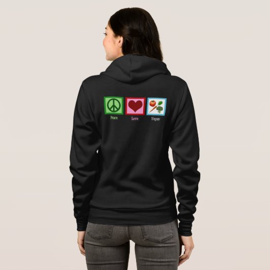 Peace Love Vegan Hoodie (Achterkant volledig)