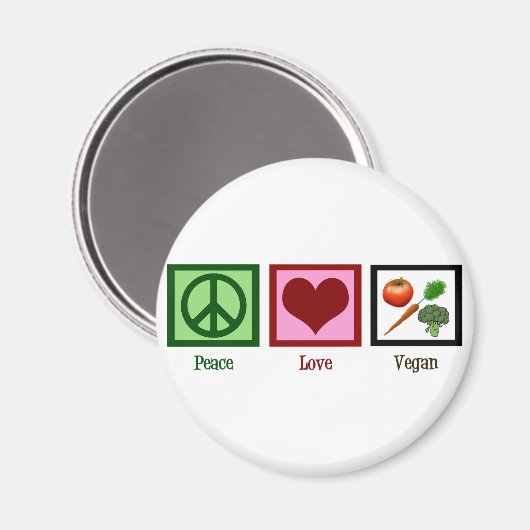 Peace Love Vegan Magneet (Voorkant / Achterkant)