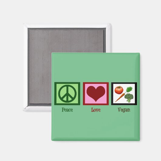 Peace Love Vegan Magneet (Voorkant / Achterkant)