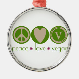 Peace Love Vegan Metalen Ornament
