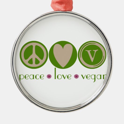 Peace Love Vegan Metalen Ornament (Voorkant)