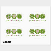 Peace Love Vegan Ovale Sticker (Vel)
