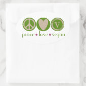 Peace Love Vegan Ovale Sticker (Tas)