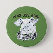 Peace Love Vegan Pig Button (Voorkant)