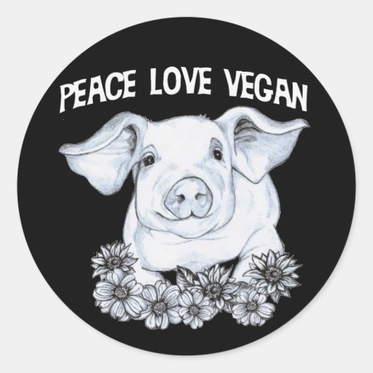 Peace Love Vegan Pig Sticker (Voorkant)