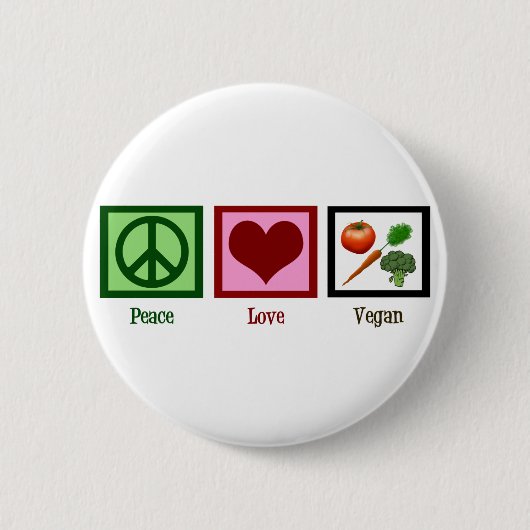 Peace Love Vegan Ronde Button 5,7 Cm (Voorkant)