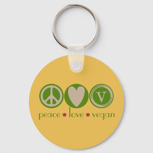 Peace Love Vegan Sleutelhanger (Voorkant)