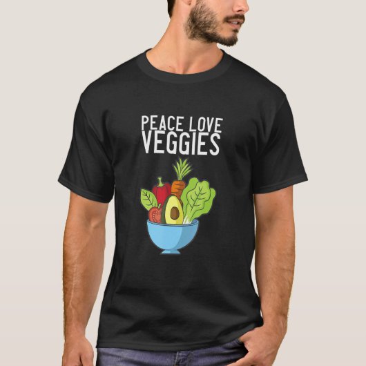 Peace Love Vegan Veggies T-shirt (Voorkant)