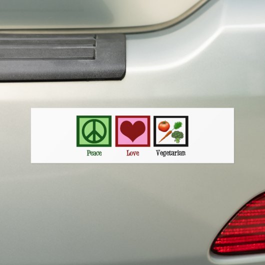 Peace Love Vegetarian Bumpersticker (Op auto)