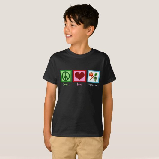Peace Love Vegetarian Kinderen T-shirt (Voorkant volledig)