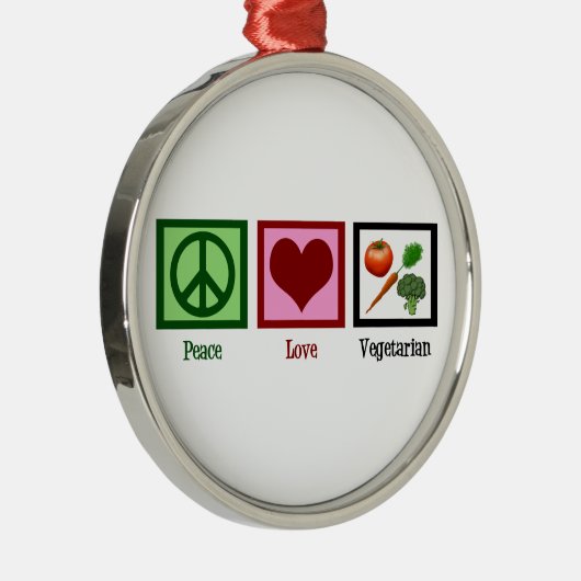 Peace Love Vegetarian Metalen Ornament (Rechts)