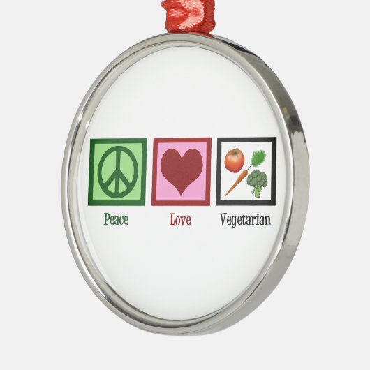 Peace Love Vegetarian Metalen Ornament (Links)