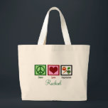 Peace Love Vegetarian Personalized Grote Tote Bag<br><div class="desc">Ik eet geen vlees. Geen uitzonderingen. Aangepast vegetarisch tas.</div>