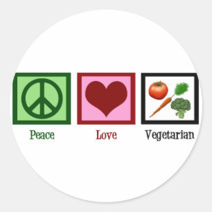 Peace Love Vegetarian Ronde Sticker