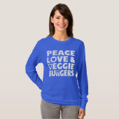 Peace Love & Veggie Burgers Vegetarian Graphic T-shirt (Voorkant volledig)