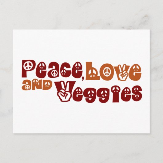 Peace Love Veggies Briefkaart (Voorkant)
