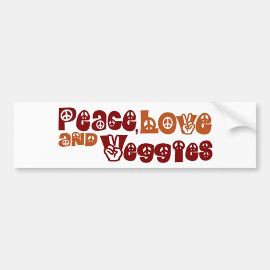 Peace Love Veggies Bumpersticker (Voorkant)