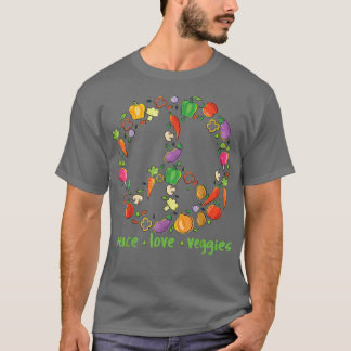 Peace Love Veggies Eat Vegetables Vegetarian T-shirt