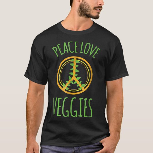 Peace Love Veggies Garden Lover Vegetarian T-shirt (Voorkant)
