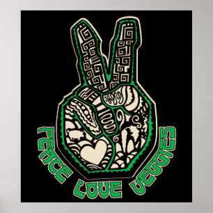 Peace Love Veggies Poster