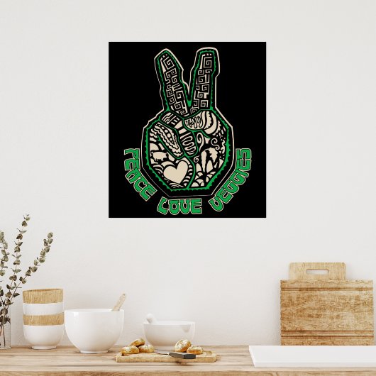 Peace Love Veggies Poster (Keuken)