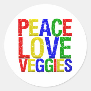 Peace Love Veggies Ronde Sticker