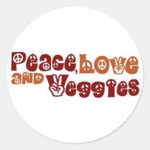 Peace Love Veggies Ronde Sticker
