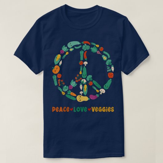 Peace Love Veggies Vegan Vegetarian Plant based Ve T-shirt (Design voorkant)