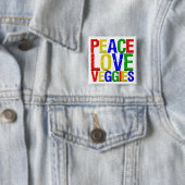 Peace Love Veggies Vierkante Button 5,1 Cm (In situ)