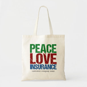 Peace Love Verzekering Gepersonaliseerd Bedrijf Tote Bag