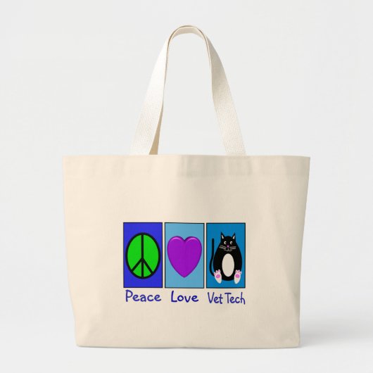 Peace Love Vet Tech Grote Tote Bag (Voorkant)