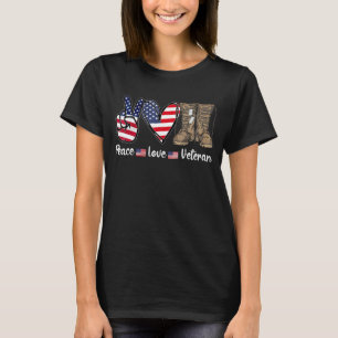 Peace Love Veteran Veteran Verenigde Staten Flag C T-shirt