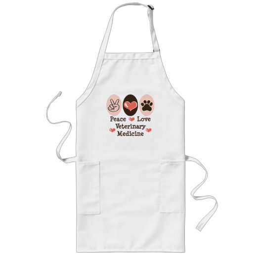 Peace Love Veterinary Medicine Apron Lang Schort (Voorkant)