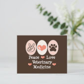 Peace Love Veterinary Medicine Briefkaart (Staand voorkant)