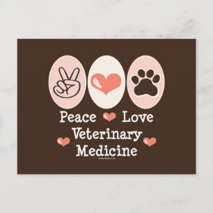 Peace Love Veterinary Medicine Briefkaart