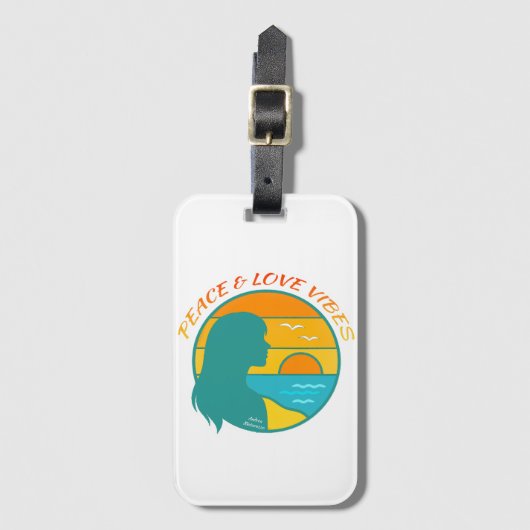 Peace & Love Vibes Bagagelabel (Voorkant (verticaal))
