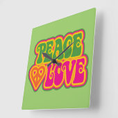 Peace Love Vierkante Klok (Hoek)