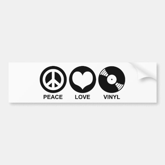 Peace Love Vinyl Bumpersticker (Voorkant)