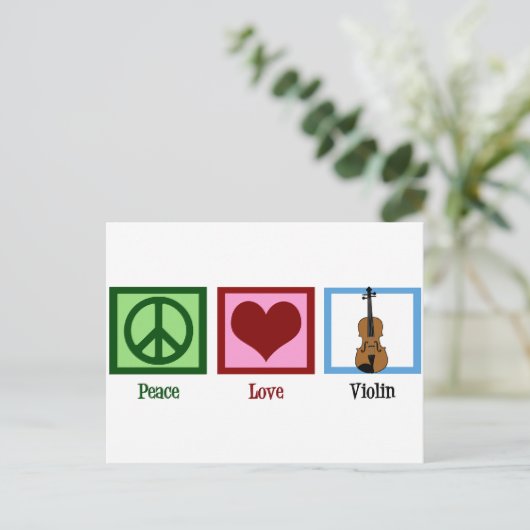 Peace Love Violin Briefkaart (Staand voorkant)
