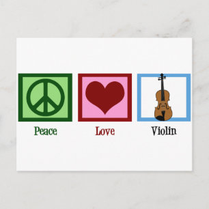 Peace Love Violin Briefkaart