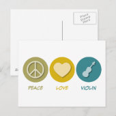 Peace Love Violin Briefkaart (Voorkant / Achterkant)