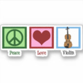 Peace Love Violin Cute Violinist Sticker (Voorkant)