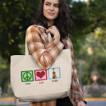 Peace Love Violin Grote Tote Bag<br><div class="desc">Vreemd teken, hart en viool.</div>