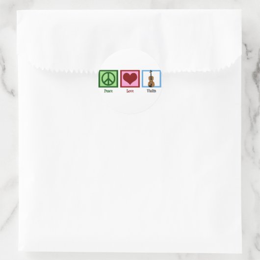Peace Love Violin Ronde Sticker (Tas)