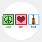 Peace Love Violin Ronde Sticker (Voorkant)