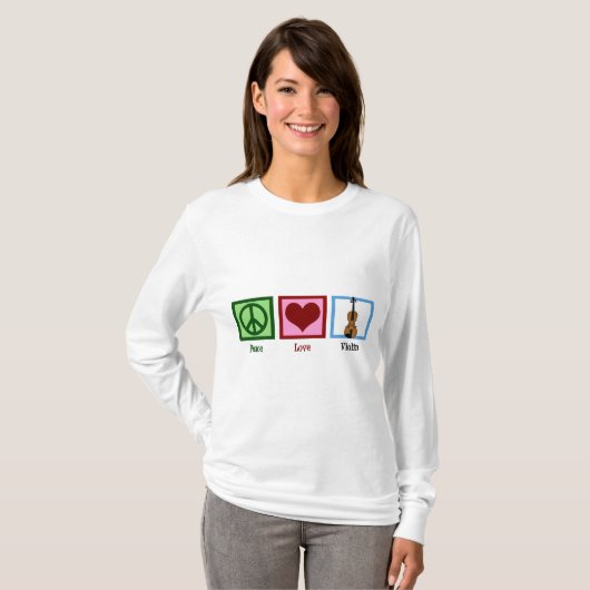 Peace Love Violin T-shirt (Voorkant volledig)