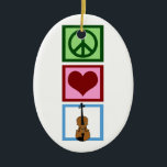 Peace Love Violins Keramisch Ornament<br><div class="desc">Een vredesteken,  hart en een  viool. Een schattig cadeau voor een violist.</div>