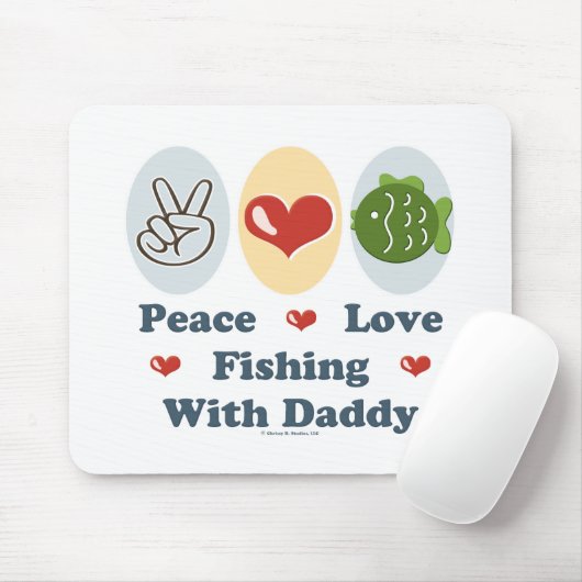 Peace Love Vist met papa Mousepad Muismat (Met muis)