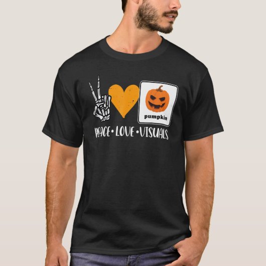 Peace Love Visuals Aac Speech Therapy Slpa Hallowe T-shirt (Voorkant)