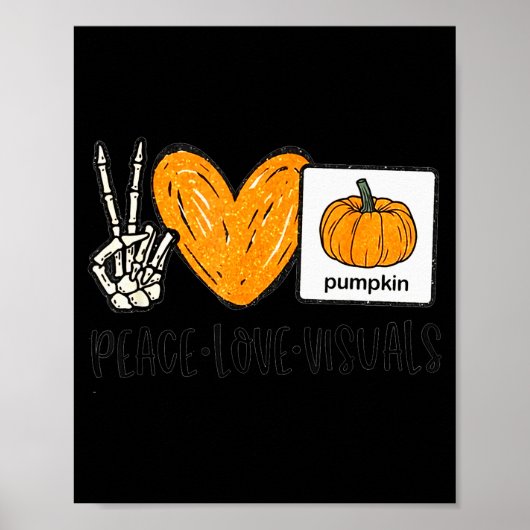 Peace Love Visuals Sped Teacher Pumpkin Skeleton H Poster (Voorkant)